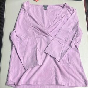 Ann Taylor Purple Wrap Blouse with Long Sleeves